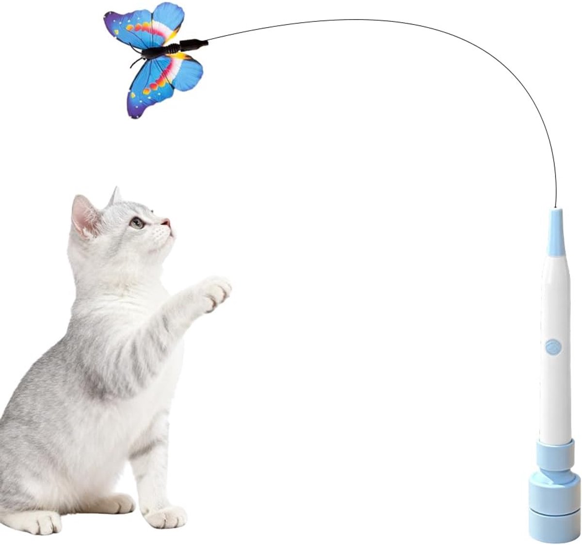 Kattenspeelgoed, kattenspeelgoed, kattenhengel met zuignappen, 360 graden draaibaar, kattenspeelgoed, zelfbezigheid, natuurlijk interactief kattenspeelgoed voor katten (blauw en