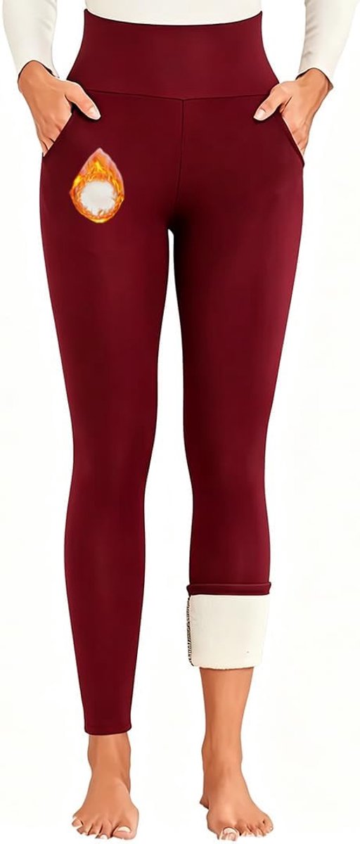 Sportlegging met hoge taille, ondoorzichtig, met zakken, voor training, sport, yoga, warme legging voor dames, winter, thermische broek, hoge taille, elastisch, voor sport
