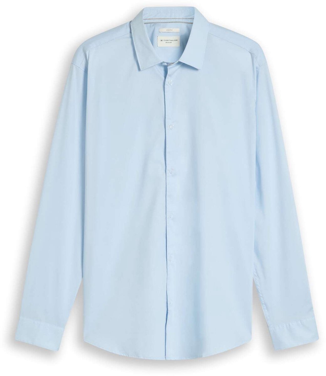 Tom Tailor - Overhemd met normale pasvorm en stretch - Maat XXL - Light Metal Blue