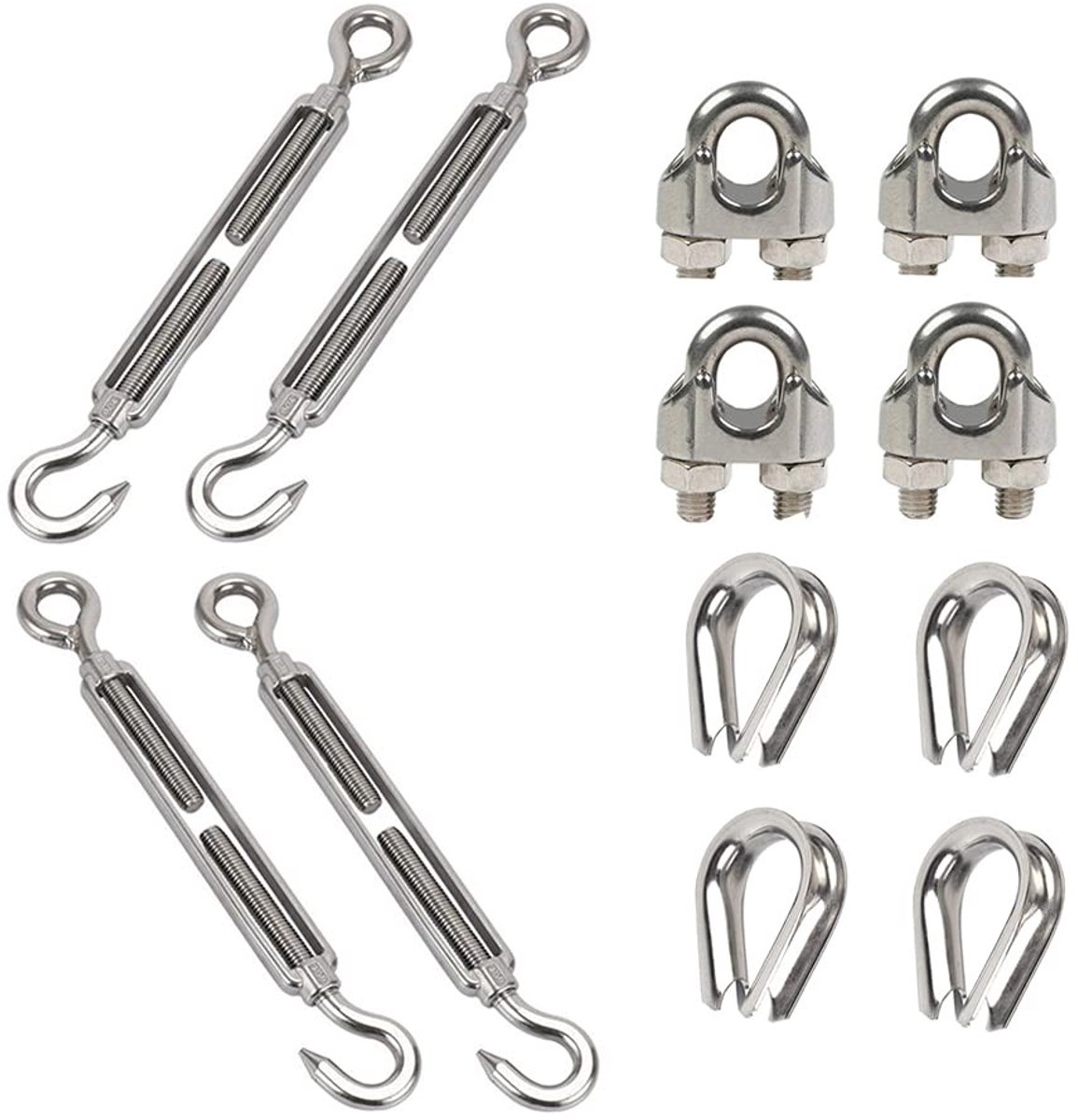 Kabelspanner Set 3mm voor Tensioneren van Railing met 12 Stuks Roestvrij Staal, Ideaal voor Kabelinstallaties en Draadbevestigingen
