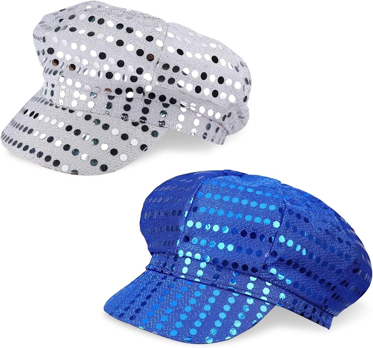 2 stuks pailletten hoed glitter hoed pet abba hoed voor vrouwen meisjes disco hoed pet party hoeden flash pailletten hoofddeksels voor volwassenen, Abba kostuum accessoires voor cosplay