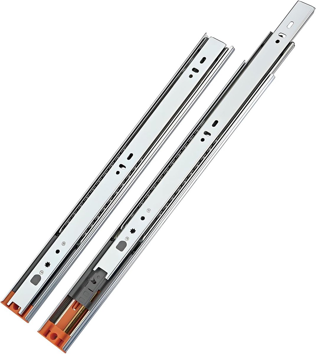Ladegeleiders 450 mm met Automatische Zachte Sluiting Zijmontage Volledig Uittrekbare Demping Ladegeleider Laadvermogen 35 kg (1 set)