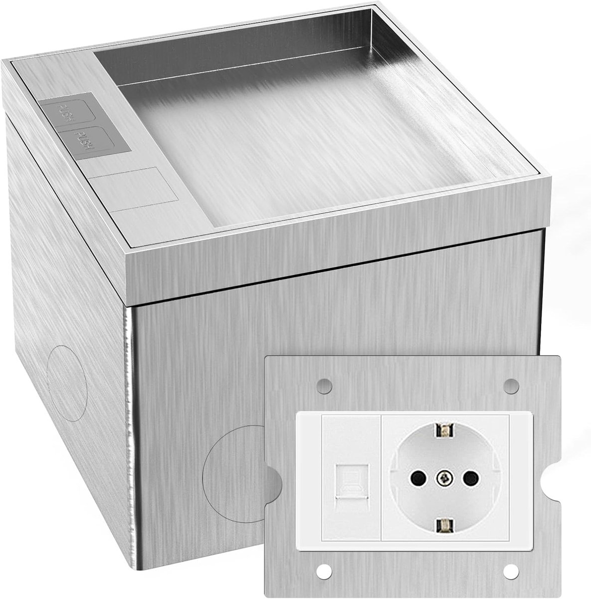 Inbouwstopcontact voor buiten, met AC-stekker, 250 V/16 A/HDMI, verborgen stopcontacten, waterdicht, roestvrij staal, voor thuis, kantoor, marmeren vloer