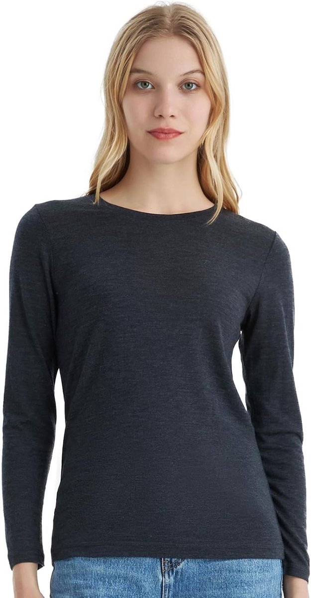 Protect 100% Merinowol Dames Thermisch Ondergoed Lichtgewicht Zachte Lange Mouwen Shirt Geschikt Voor Wandelen En Skiën