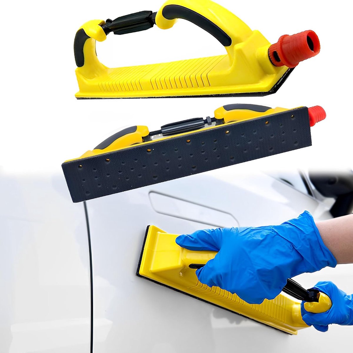 Gebogen Oppervlak, Kan Worden Opgezogen, Verstelbaar Flexibel Schuurblok met Handvat Lichtgewicht Hand Schuurblok, 70 * 400mm Multifunctionele Handschuurmachine (geel)