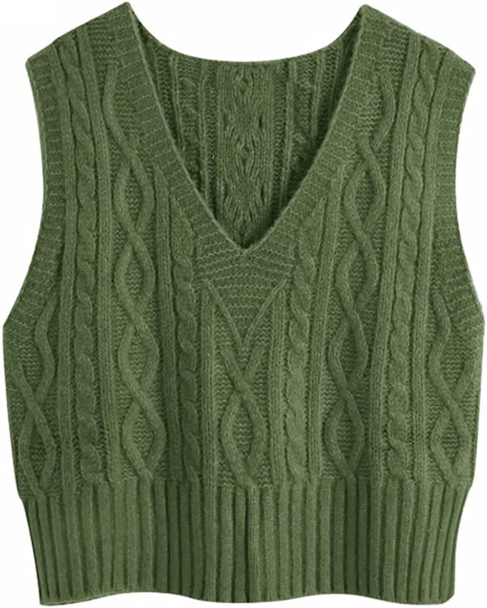 Trui voor dames, mouwloos, V-hals, gebreid vest, pullover, elegant, gebreide trui, casual, voor herfst en winter