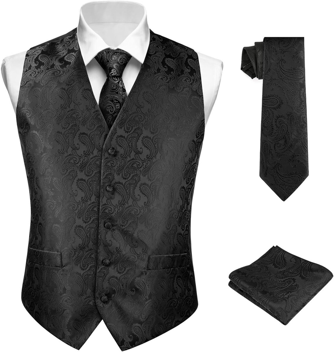Herenvest, zwart vest met zak, elegant pak, bruiloft, feest, zakelijk