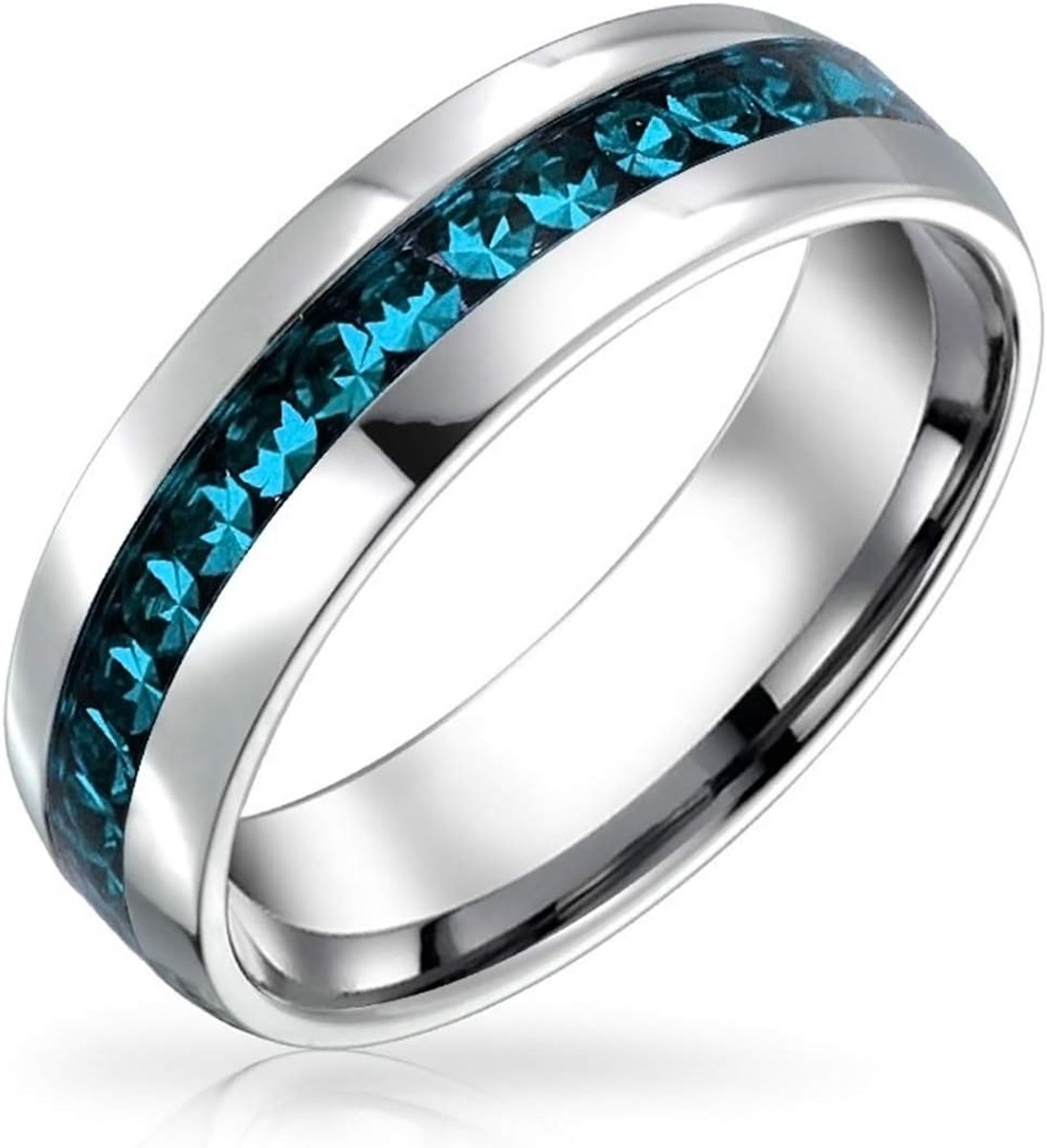 Jewelry Pas Kanaal Set Crystal Eternity Band Ring Unisex Zilver Getinte Rvs Geboortesteen Maand Kleuren 6mm Maten 5-12