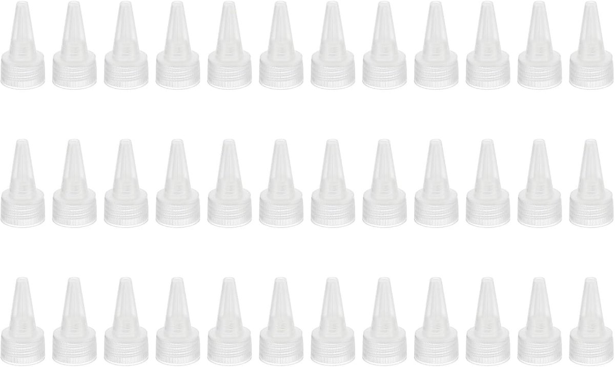 Twist Flessendoppen, 36 stuks 24/410 knijpflesdop vervangende doppen voor lijmdoseerflessen, doseerdoppen, verfflessen, helder