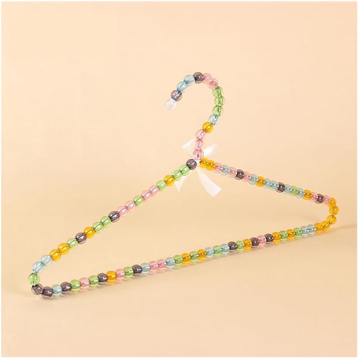 Kleerhangers voor volwassenen, elegante kleerhangers, strik, kledinghangers, kledinghangers, kledinghangers, van kunststof, met kralen, kleurrijk, 3 stuks