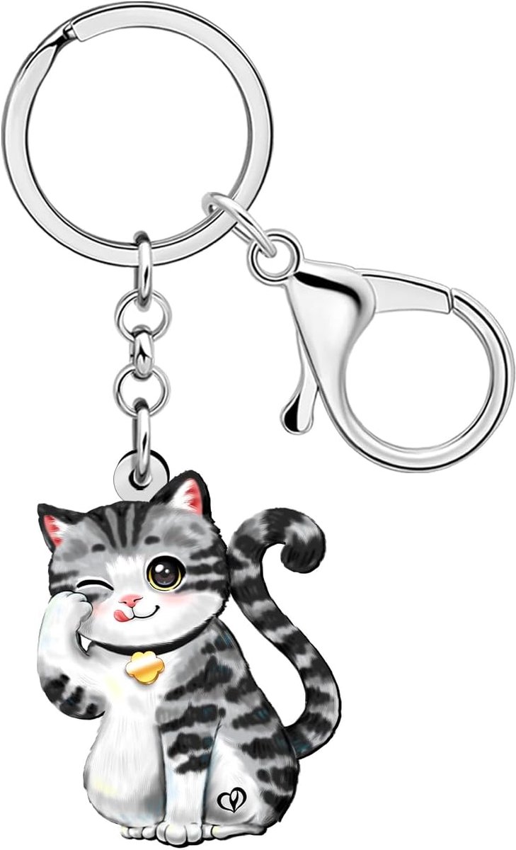 Leuke Kitten Tabby Kat Sleutelhanger Sleutelhanger Kettingen Geschenken Voor Vrouwen Meisjes Moeder Kat Liefhebbers Auto Sleutels Portemonnee Accessoires