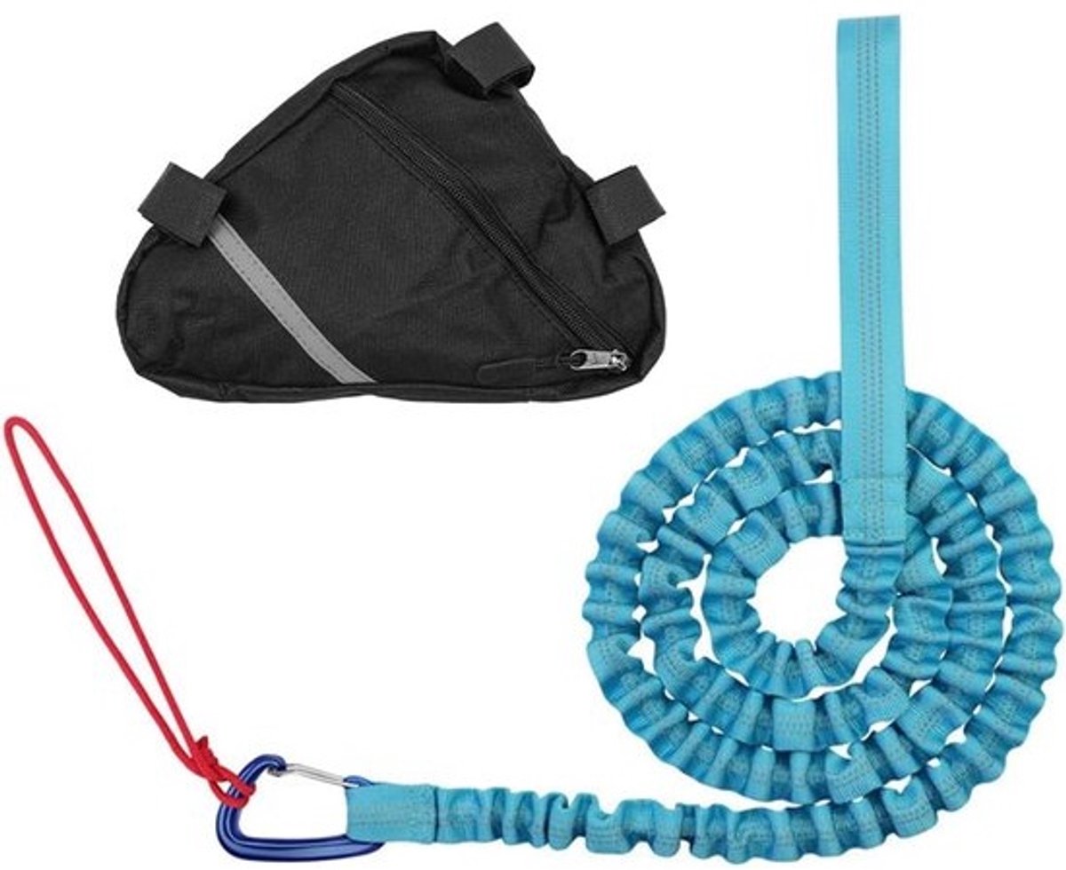 Fietssleepkabel - 4,5 meter fietssleepriem - elastisch draagvermogen 225 kg - zelfoprollend trekkoord - blauw - fietsen accessoires