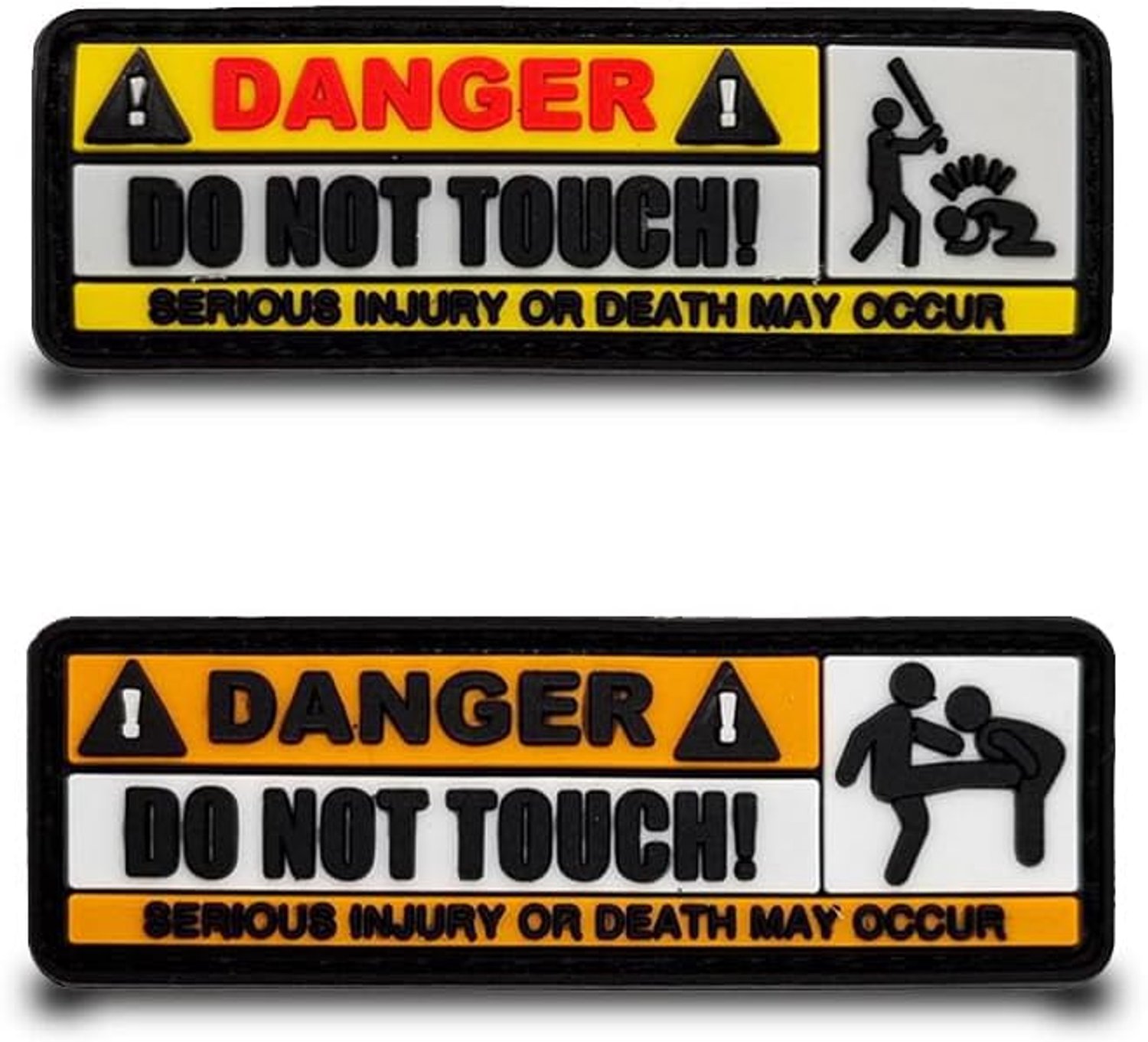 2 stuks 3D pvc Danger Do Not Touch waarschuwingsbanner, grappige patches, haak & lus, afneembare patches, tactische vlag, applicatie voor baseballpet, tassen, jas, rugzakken, outdoor, vest, kleding