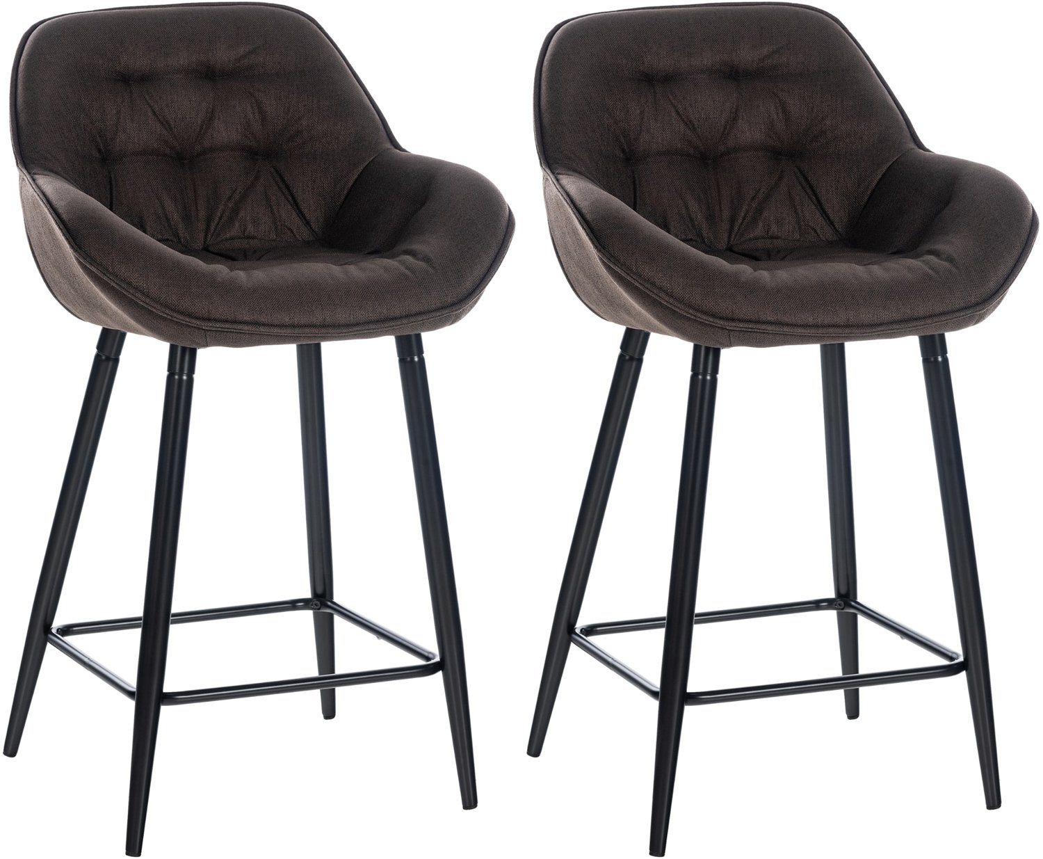Luxe Comfort Barkruk - Set van 2 - Zithoogte 67 cm - Met armleuningen - Stof - Bruin