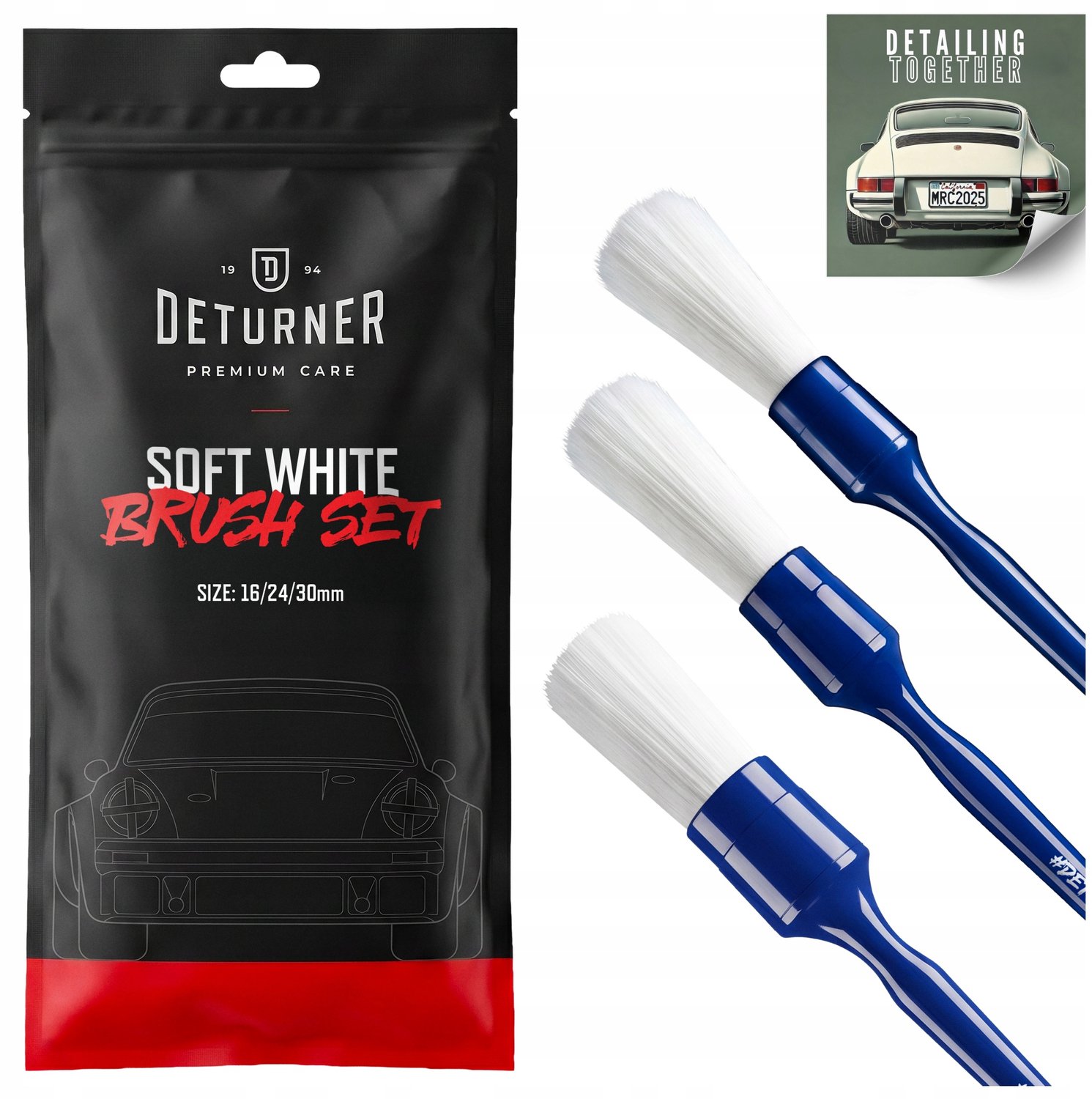 Deturner Soft White Detail Penseel Set 16/24/30mm - Interieur Reiniging
