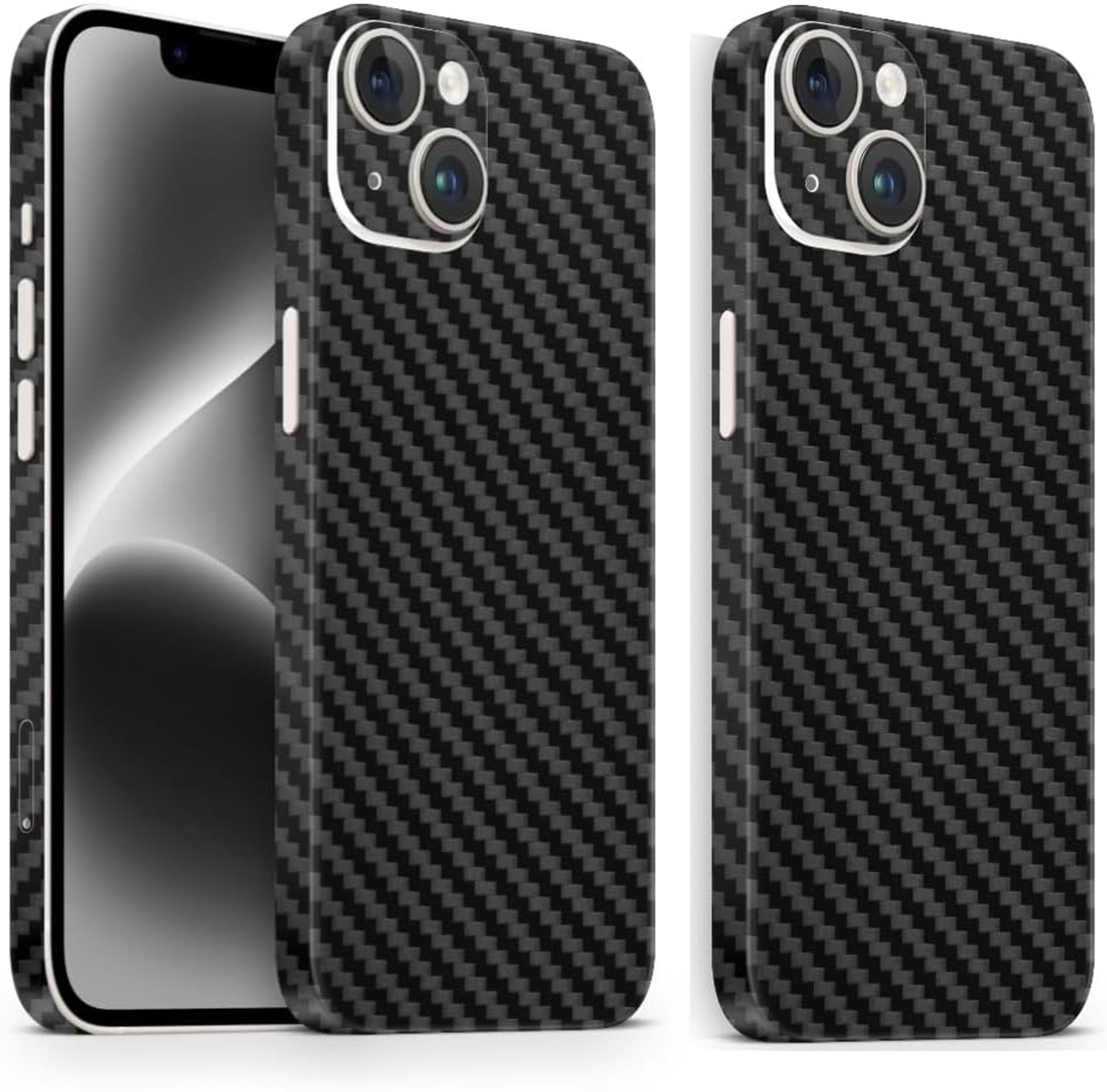 IPhone 12 Mini Skin (2X stuks) beschermfolie voor de achterkant en zijkanten in elegante look incl. camerabescherming bescherming tegen krassen (Carbon Black)