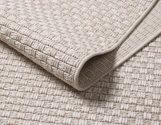 Moderne en design vloerkleden Beige 120x170 cm Plat geweven binnen-/buitenkleed met een duurzaam, gestructureerd patroon. Geschikt voor de woonkamer, het terras of het balkon — afbeelding 2