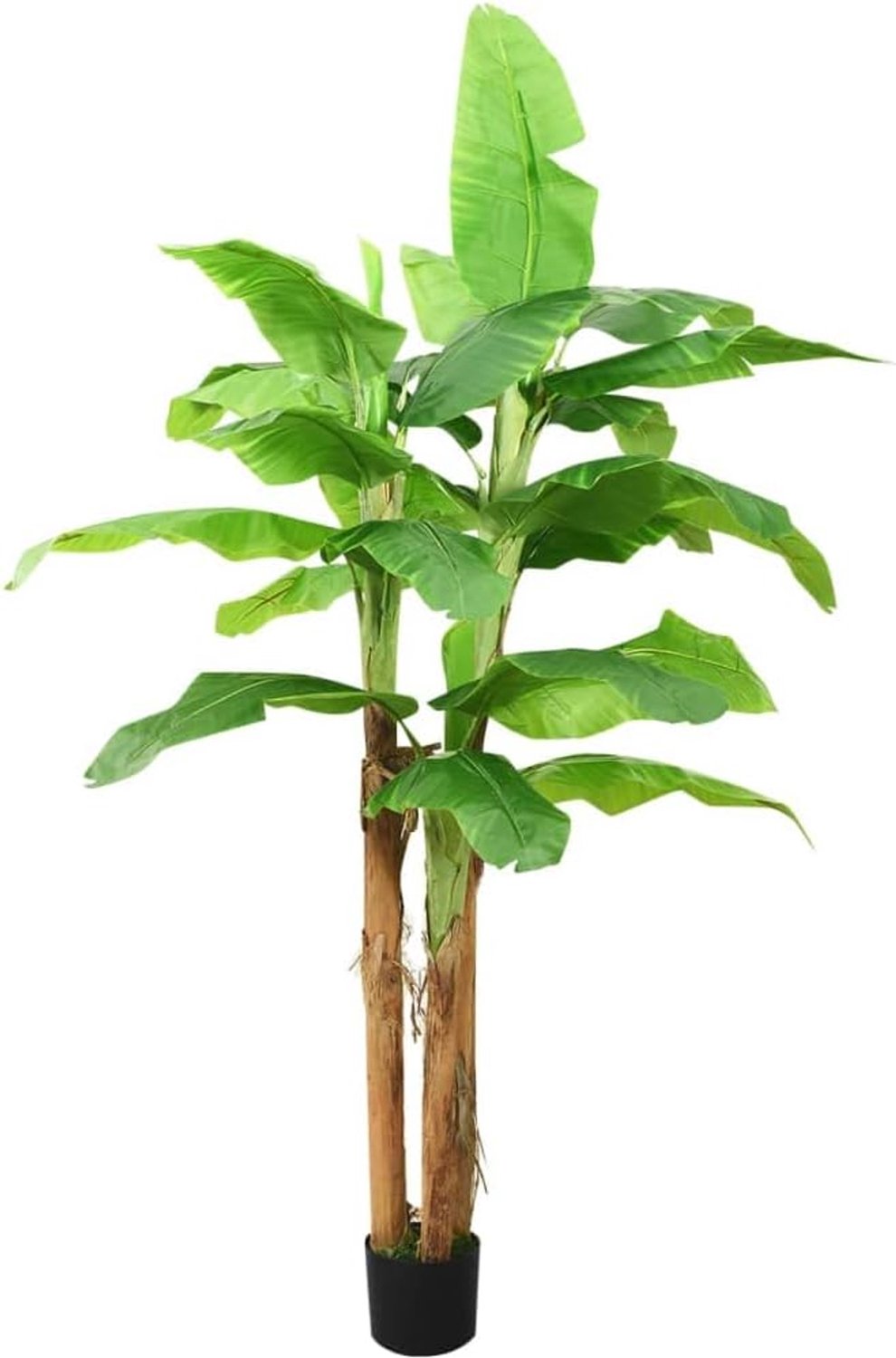 Kunstbananenboom, 300 cm, voor woonkamer, kantoor, decoratieve kunstplant met 24 bladeren in zwarte pot
