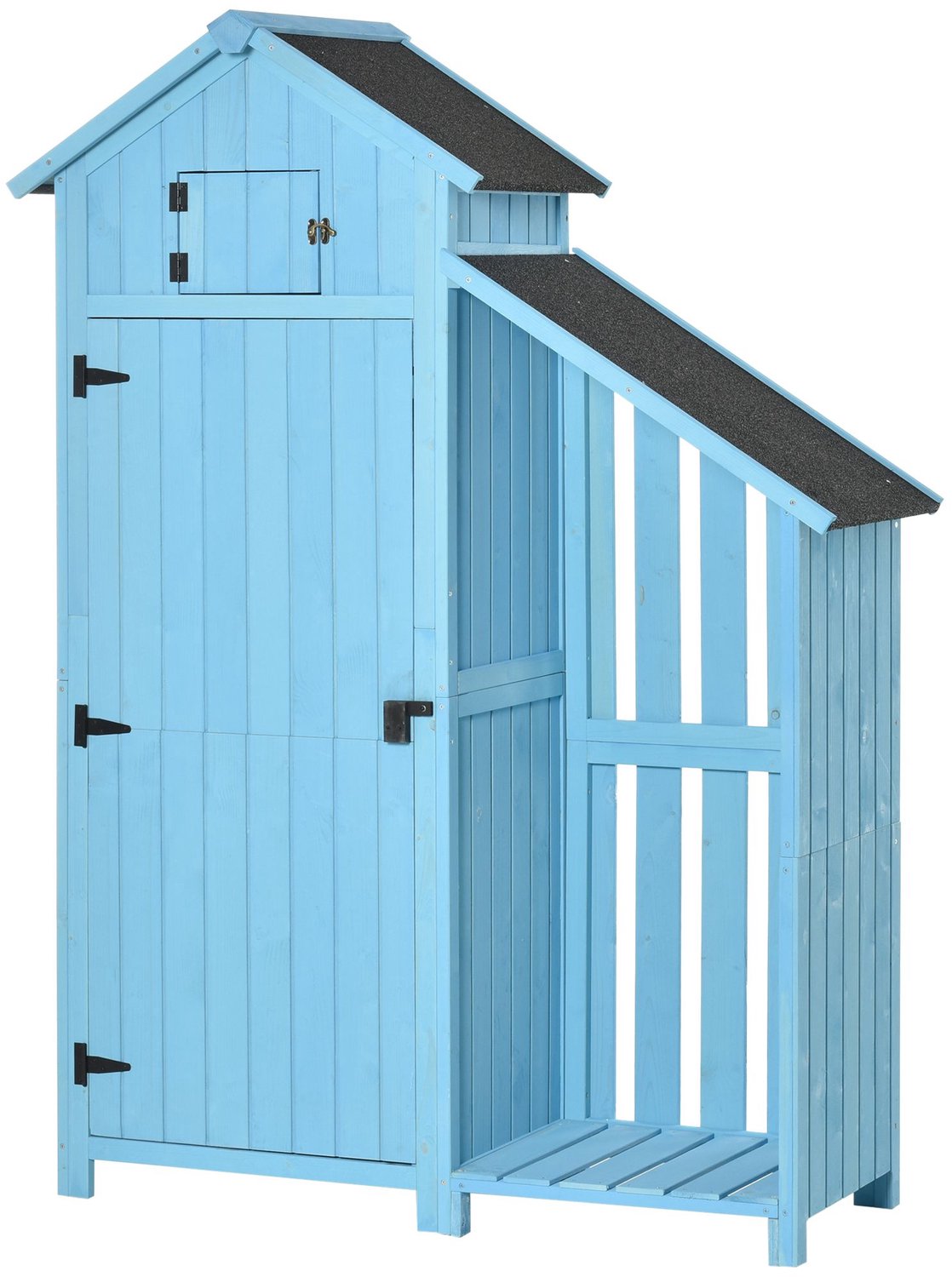 Sunona Tuinhuis - Met brennhoutopslag en 3 planken - Tannenhouden - 130 x 54,5 x 180 cm - Hemelsblauw