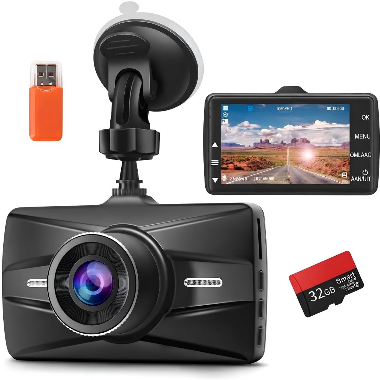KLS® Dashcam - Dashcam voor Auto - Dashcam Auto - Zwart - 14cm x 11cm x 7cm