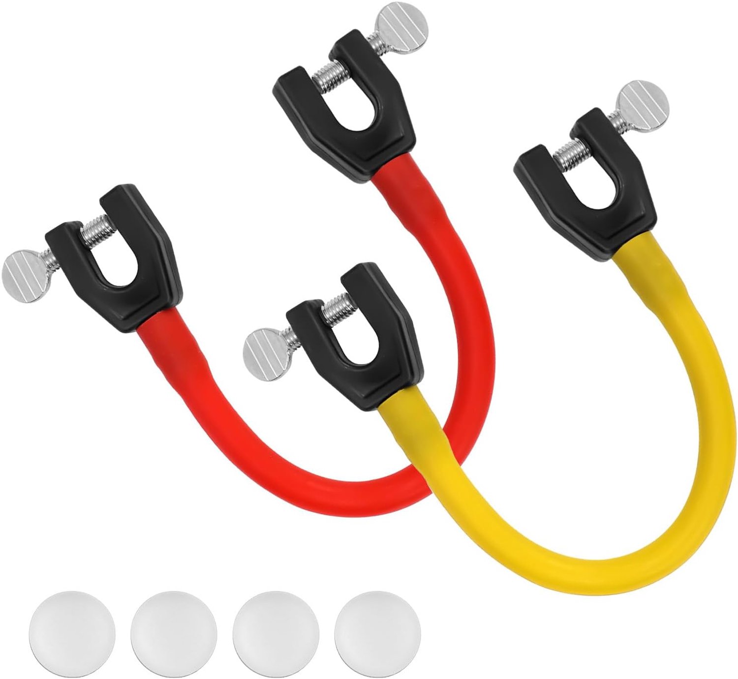 2 Stuks Skitipconnector voor Kinderen, Draagbare Skiconnector met 4 Afstandhouders Skitrainingshulpmiddel Skitrainingsuitrusting voor Beginnende Kinderen (Rood, Geel)