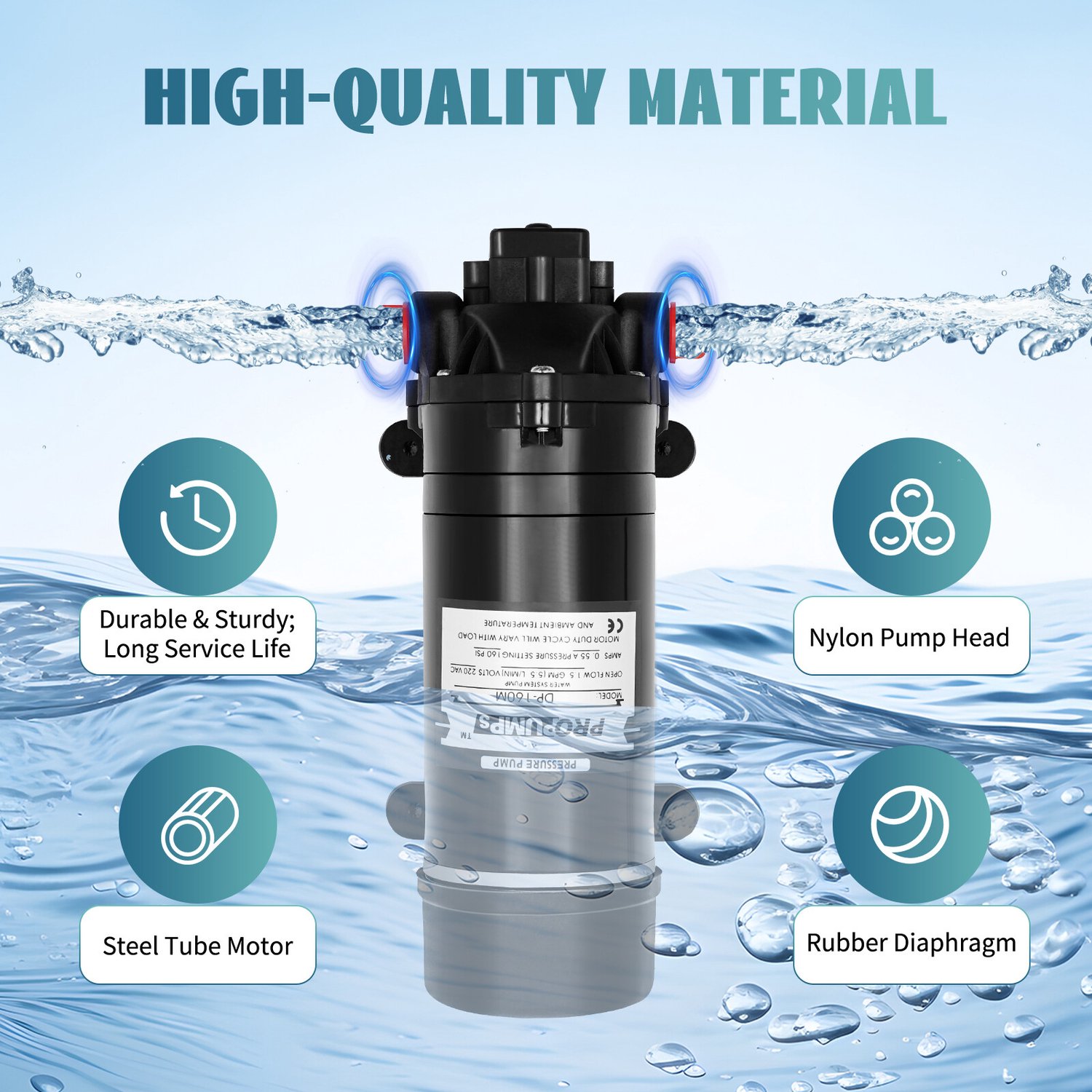Elektrische Membraanwaterpomp 120W - 220V - Zwart - Booster Pomp - Zelfaanzuigend - Voor RO-Systemen En Wasstraat