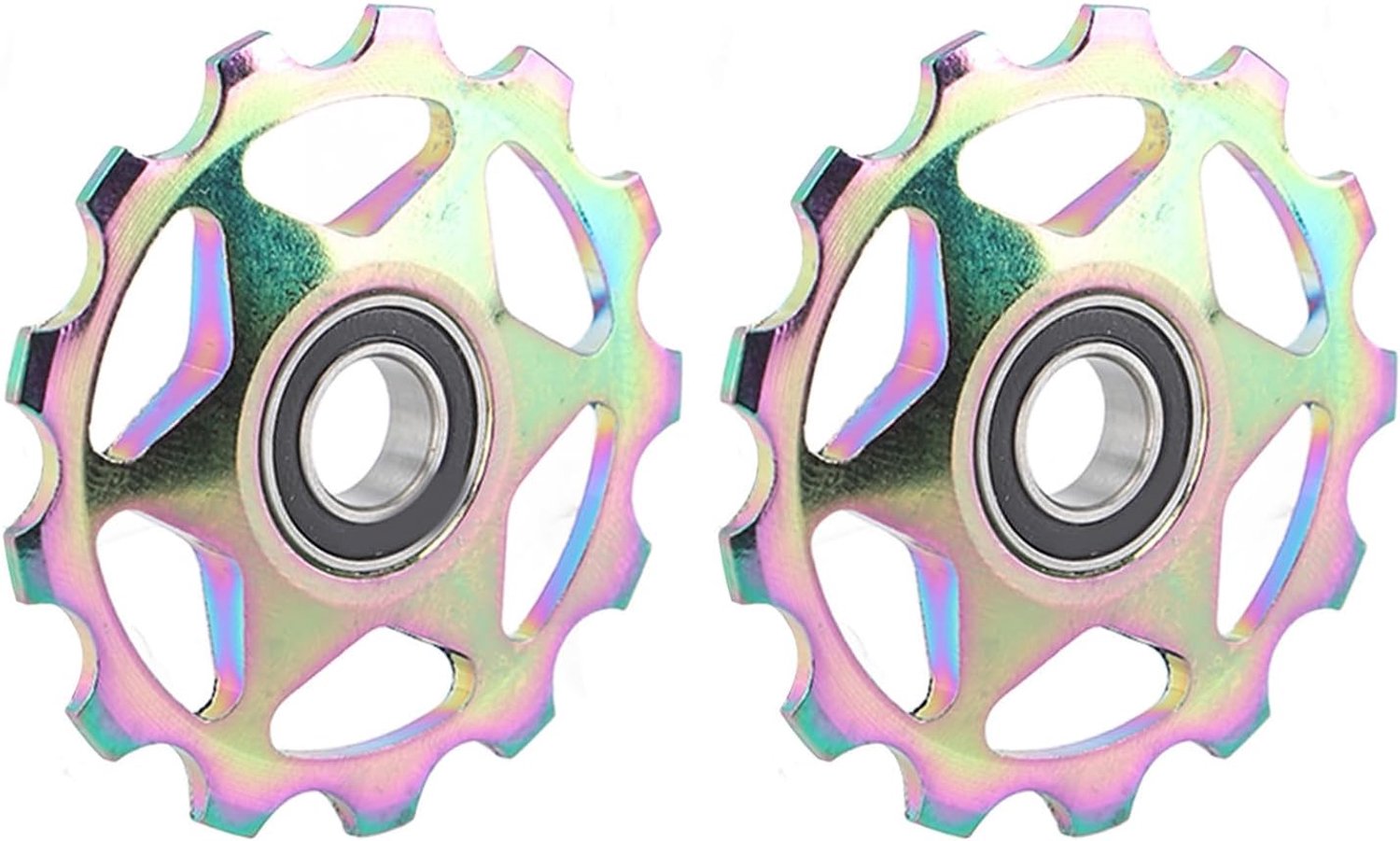 2 STUKS Aluminium Katrolwiel, Fiets Achterderailleur Gidswiel voor 8 9 10 11 Speed, met Olievlek Kleurpatroon