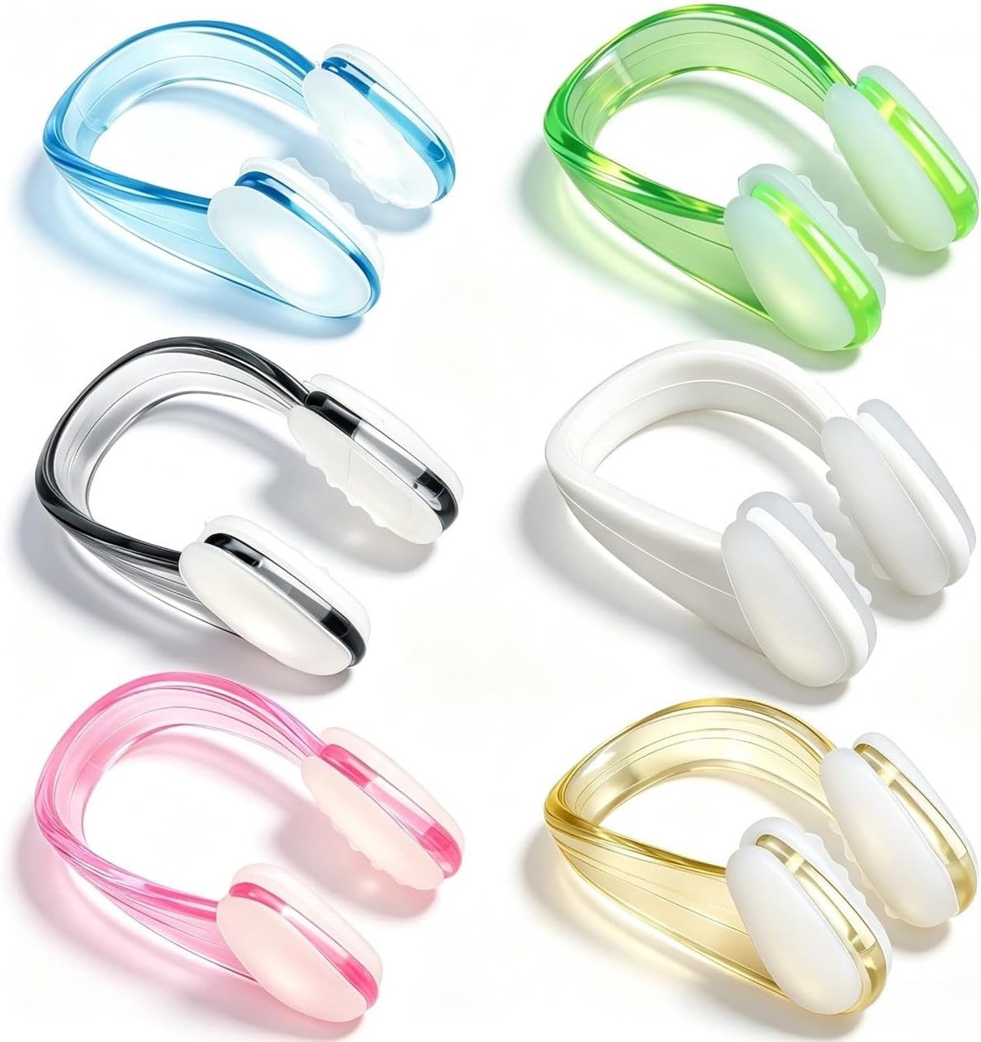 Set van 6 antislip neusklemmen voor zwemmen, snorkelen en wateractiviteiten, silicone materiaal