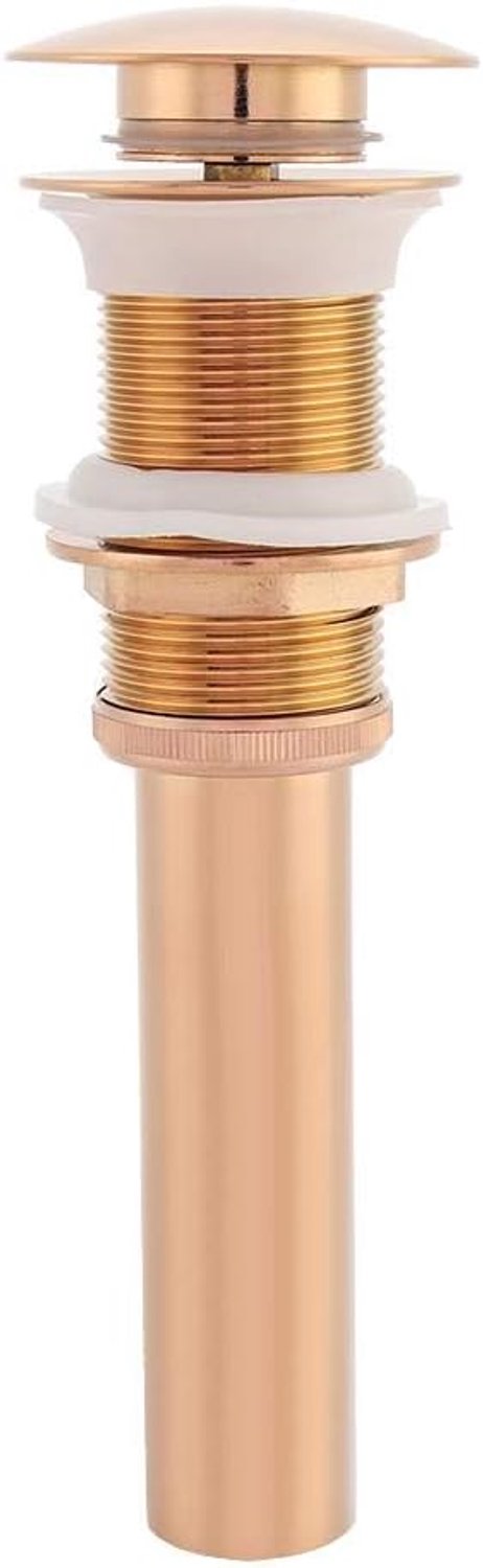 Open gootsteenafvoerklep Afvoerfitting zonder overloop Chroom pop-upklep voor gootsteen en wastafelmeubel, G1 1/4" (roségoud)