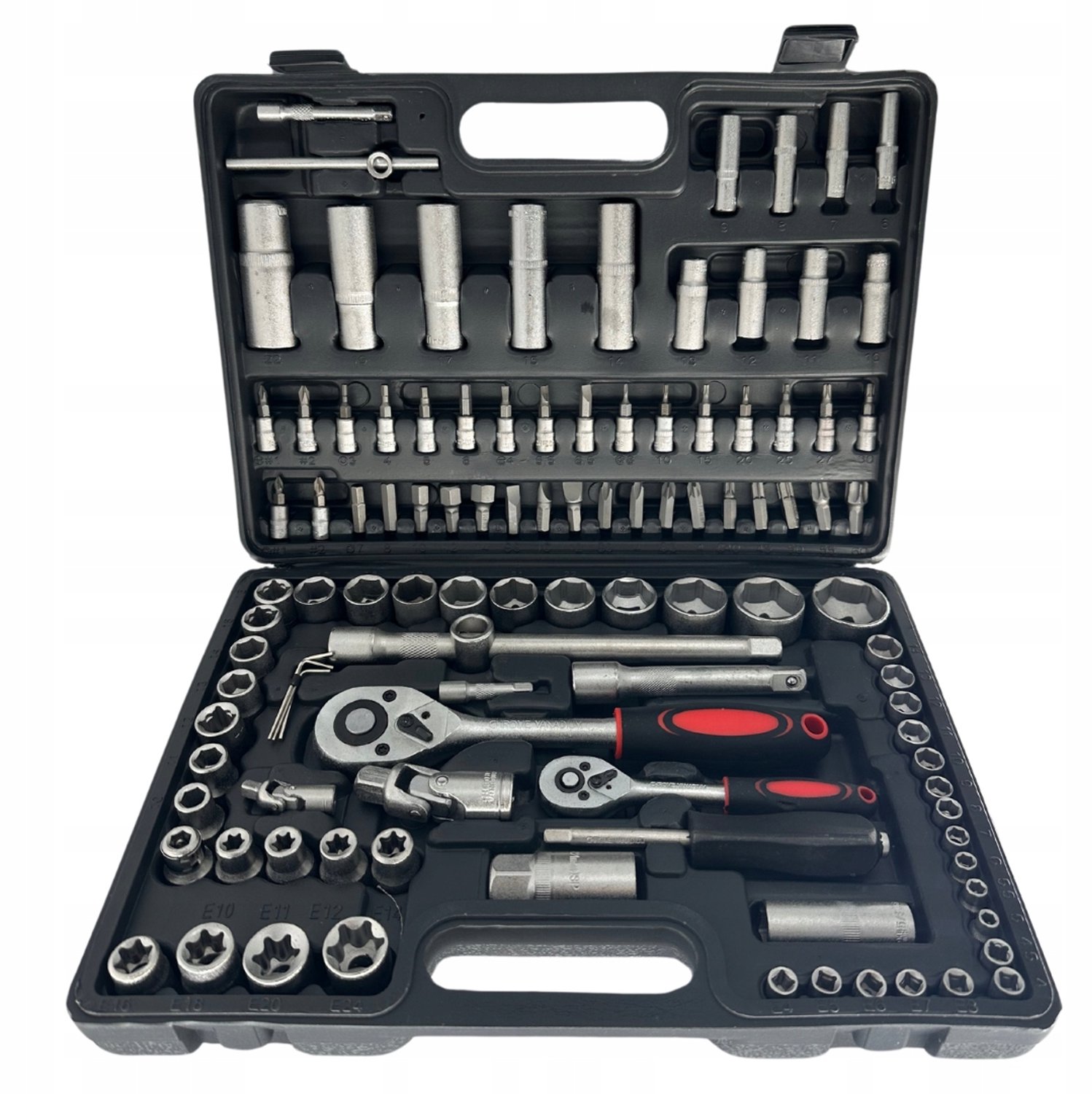 108-delige Gereedschapskist: Doppen & Sleutels 1/4" & 1/2"