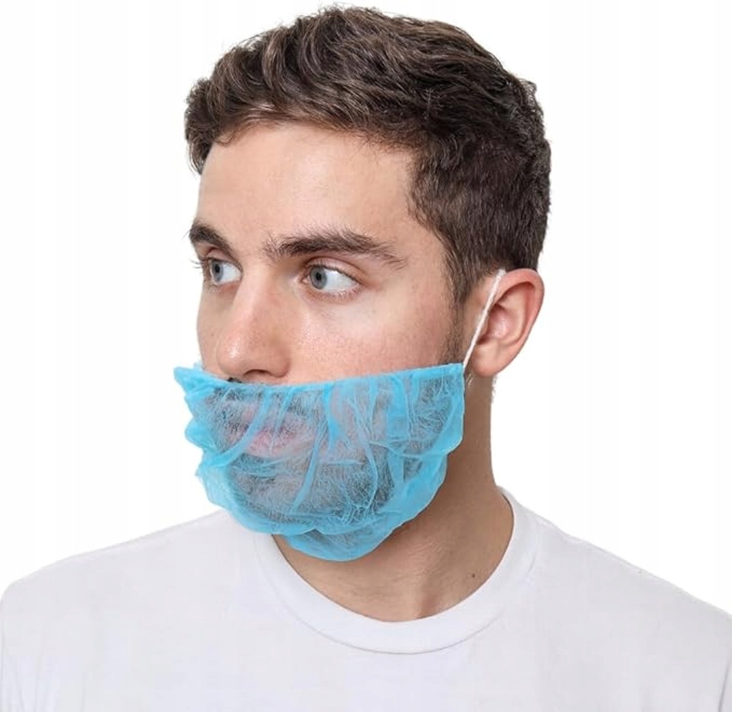 Blauwe baard- en mondkapjes (100 stuks)