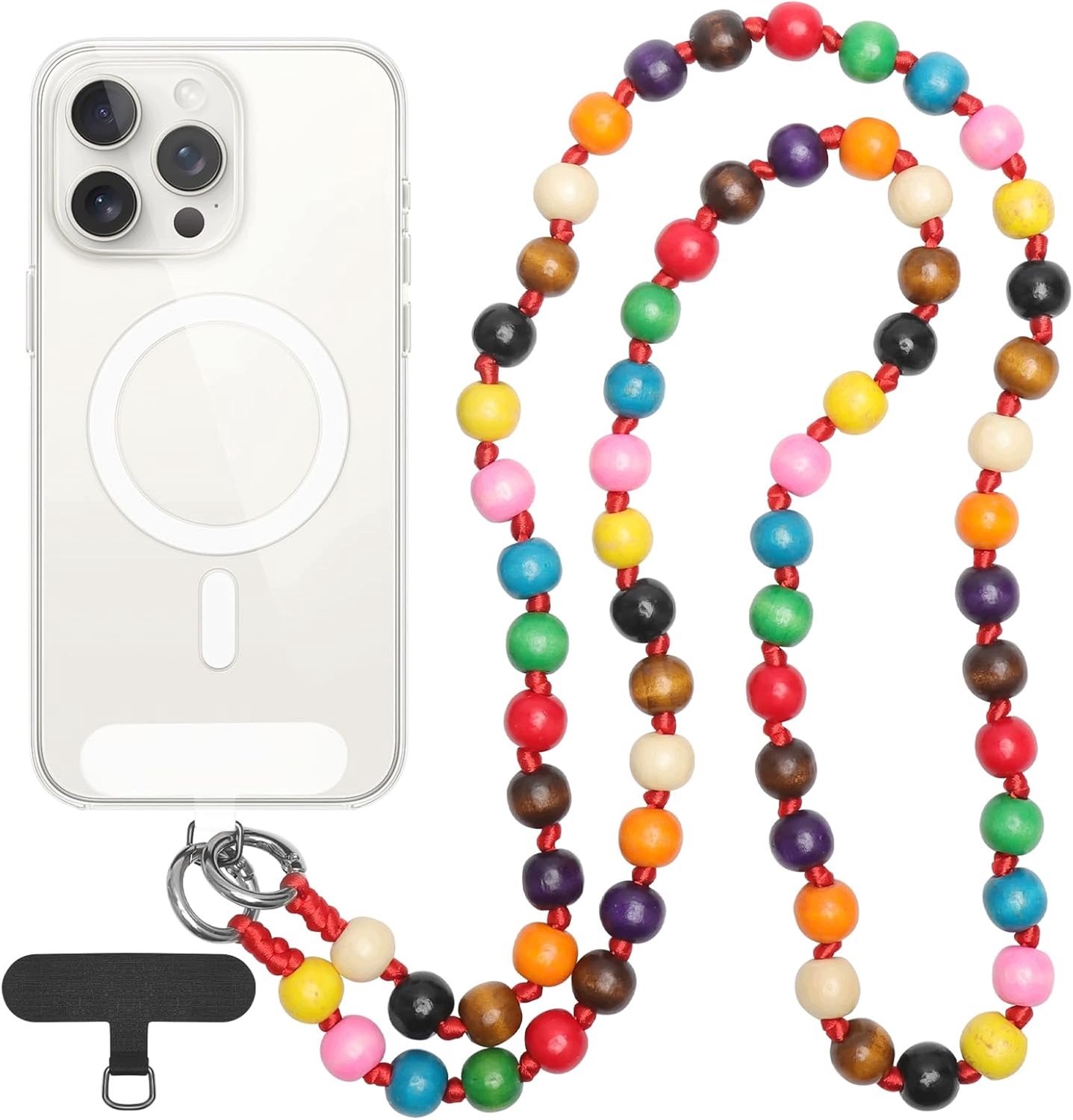 Houten Kralen Telefoonketting 120cm - Handgemaakt & Kleurrijk