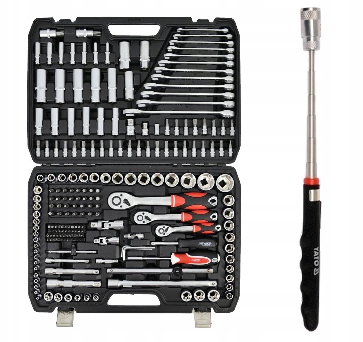 AWTOOLS 216-delige Doppenset 1/2" 3/8" 1/4" CrV Staal