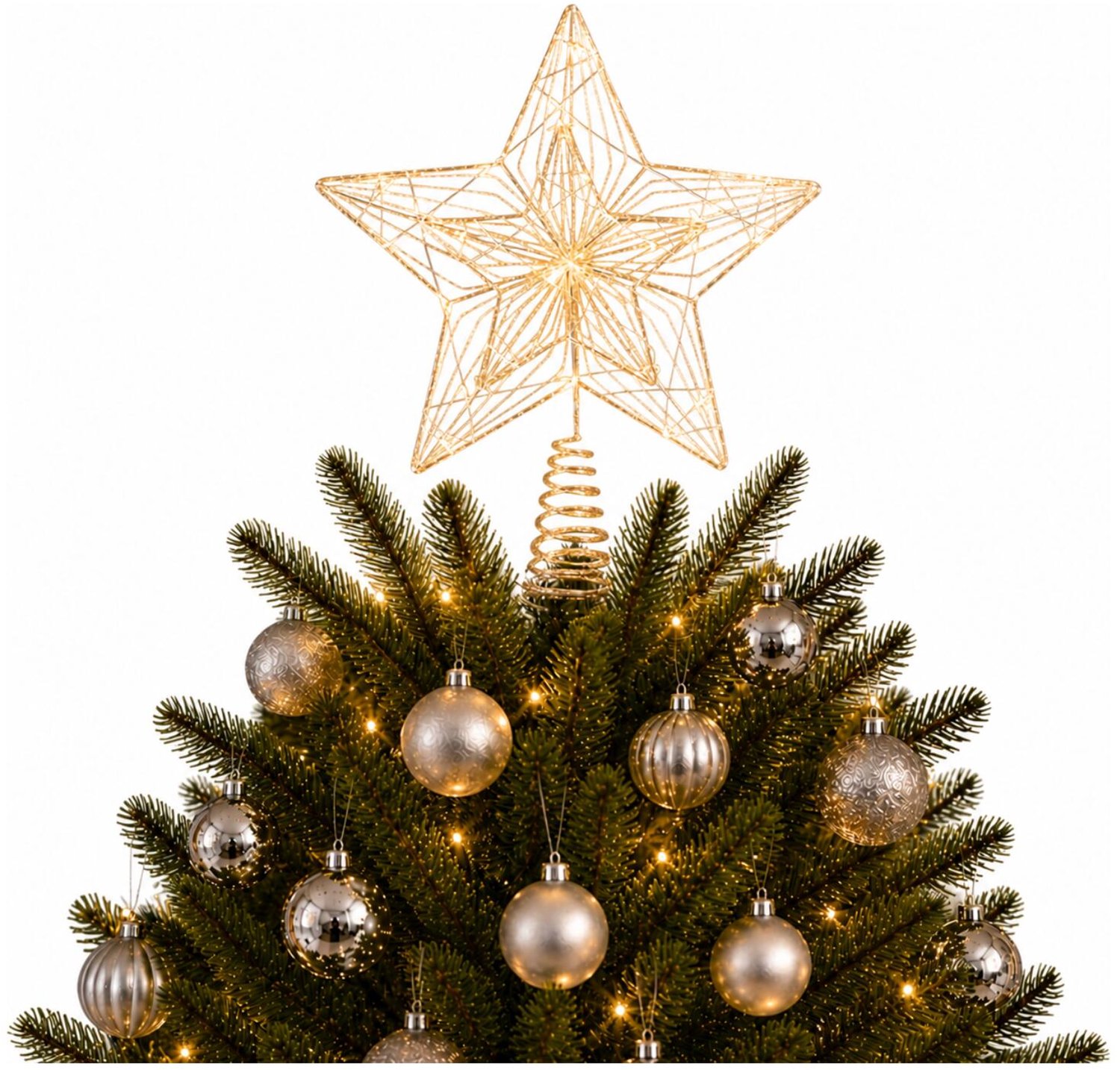 Lumineo Verlichte kerst piek - ster vorm - goud - micro led lampjes - warm wit - H30 - pieken - kerstboompiek – foto 2