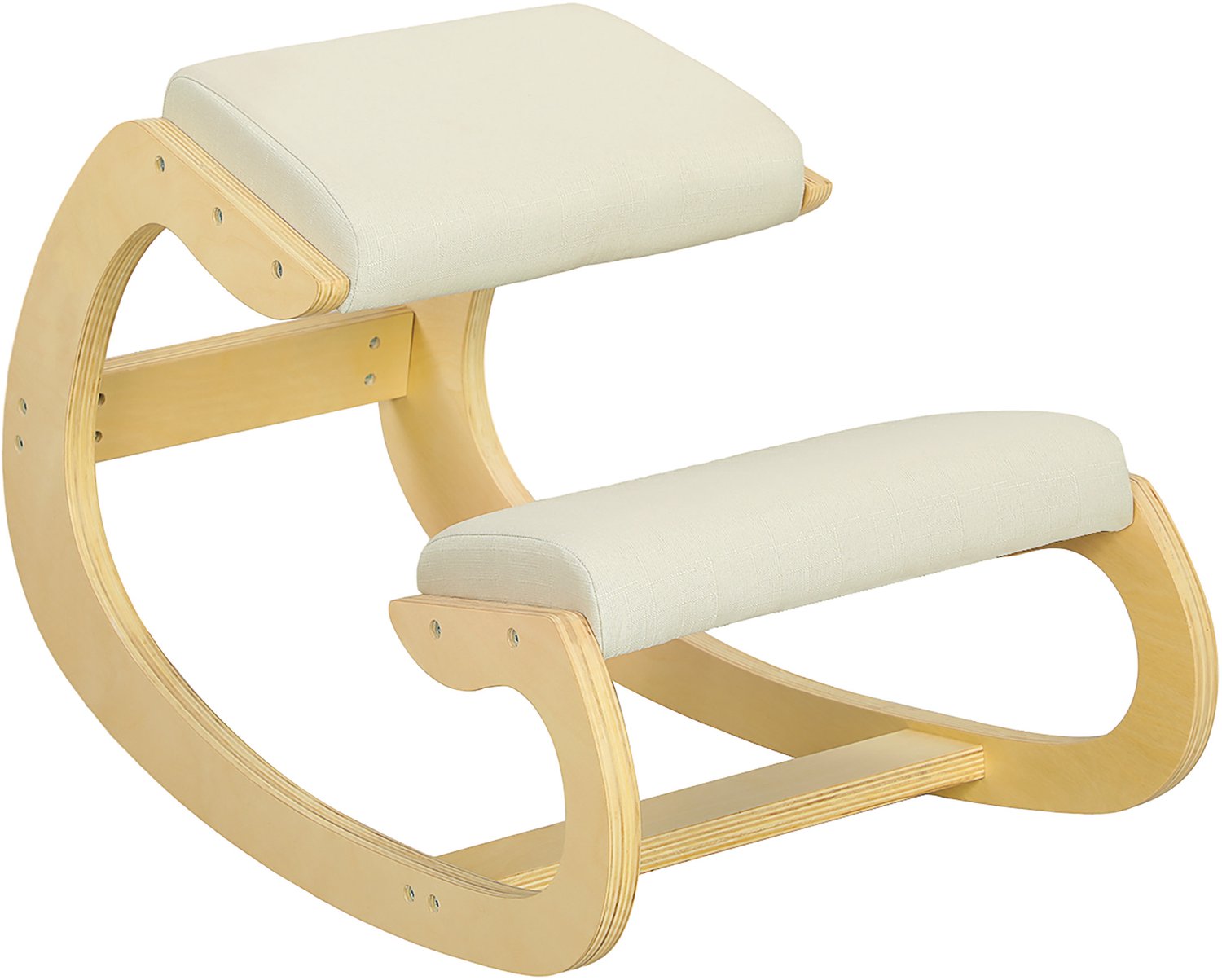 Homona Kniehocker - Voor houdingverbetering - Met berkenhouten frame - 55 x 85 x 55 cm - Crèmewit