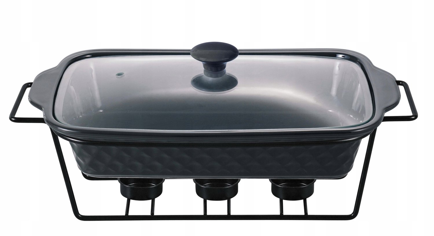 Kamille Keramische Ovenschaal met Warmer 2L Zwart