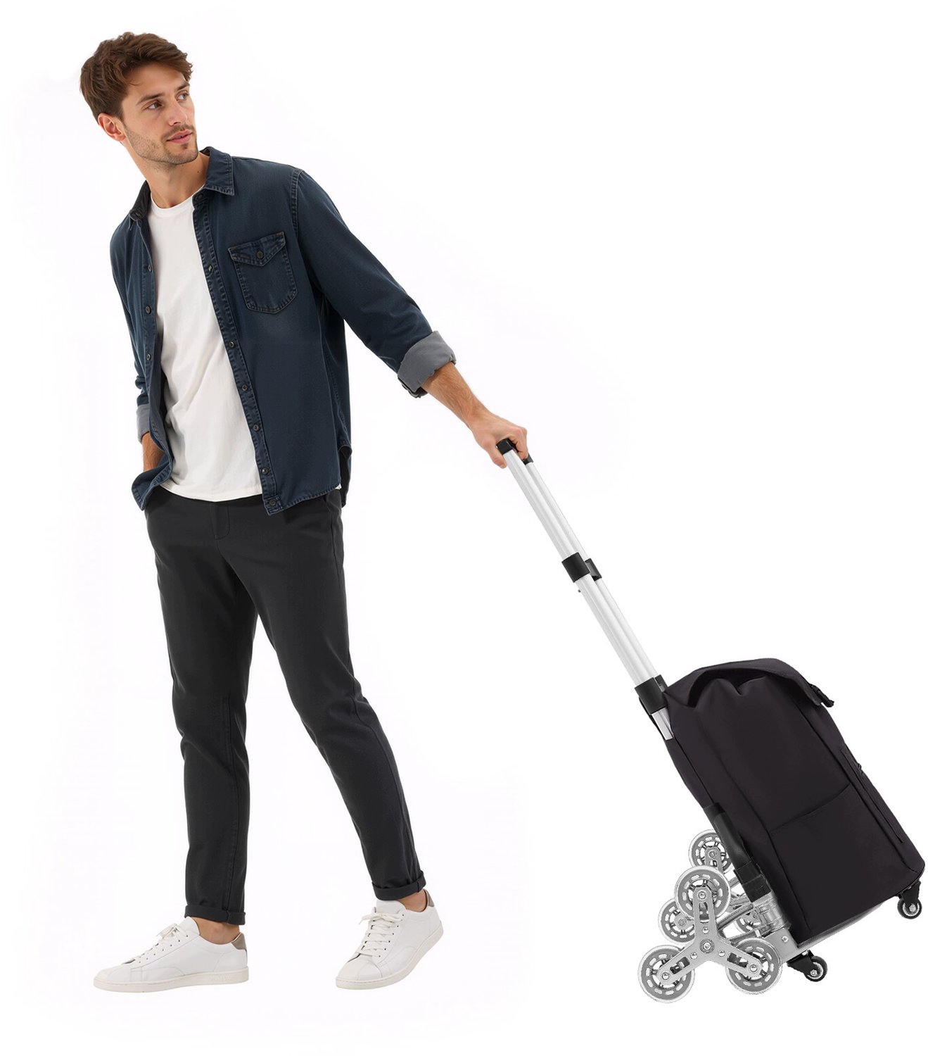 Steekwagen 75kg - Opvouwbaar, met 10 wielen voor trappen