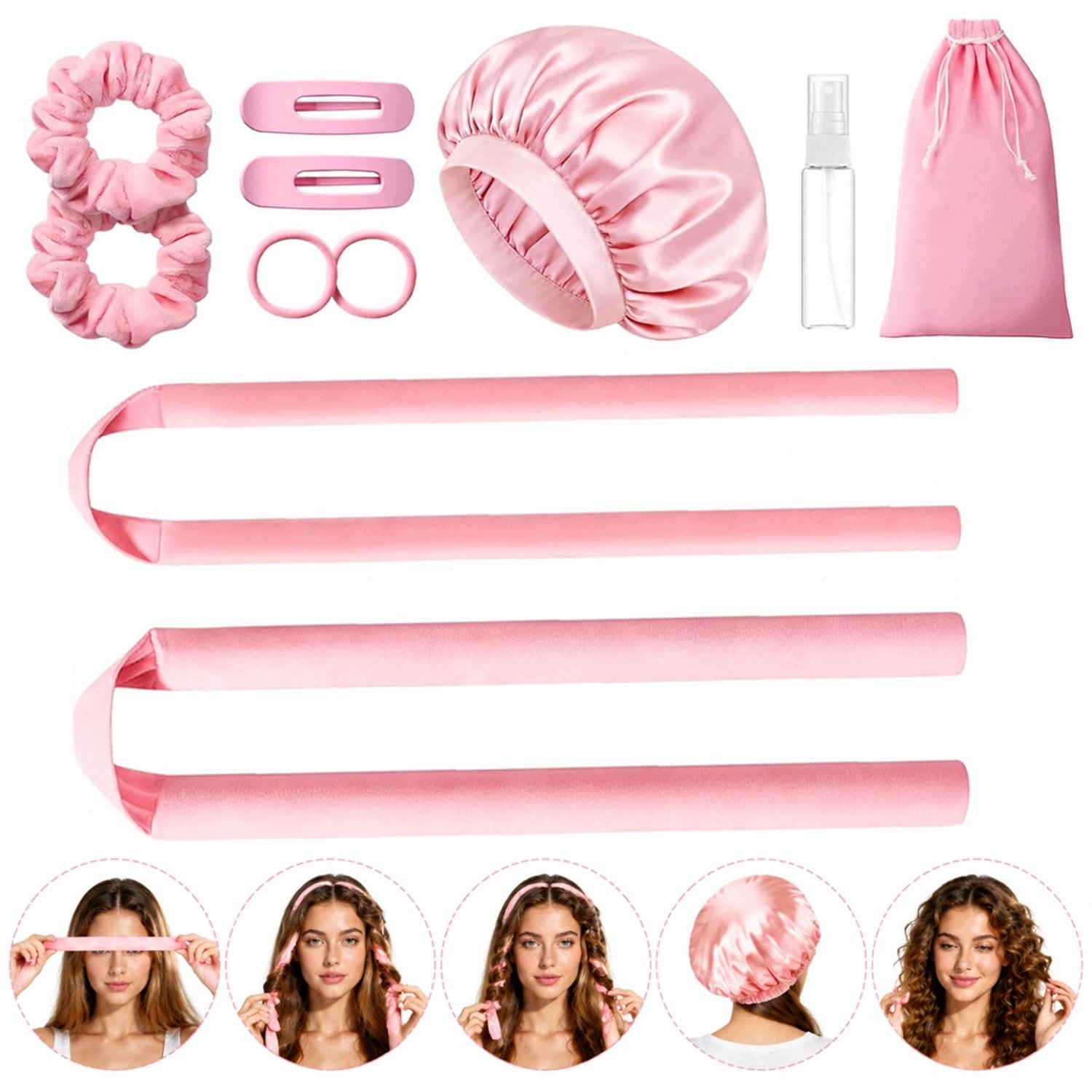 Velours Haarrollers Set voor Hittevrije Krullen - 11 Delig