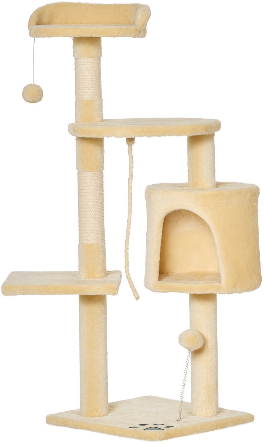 PawHut-Kattenkrabpaal-Hout-40x40x114cm-Beige
