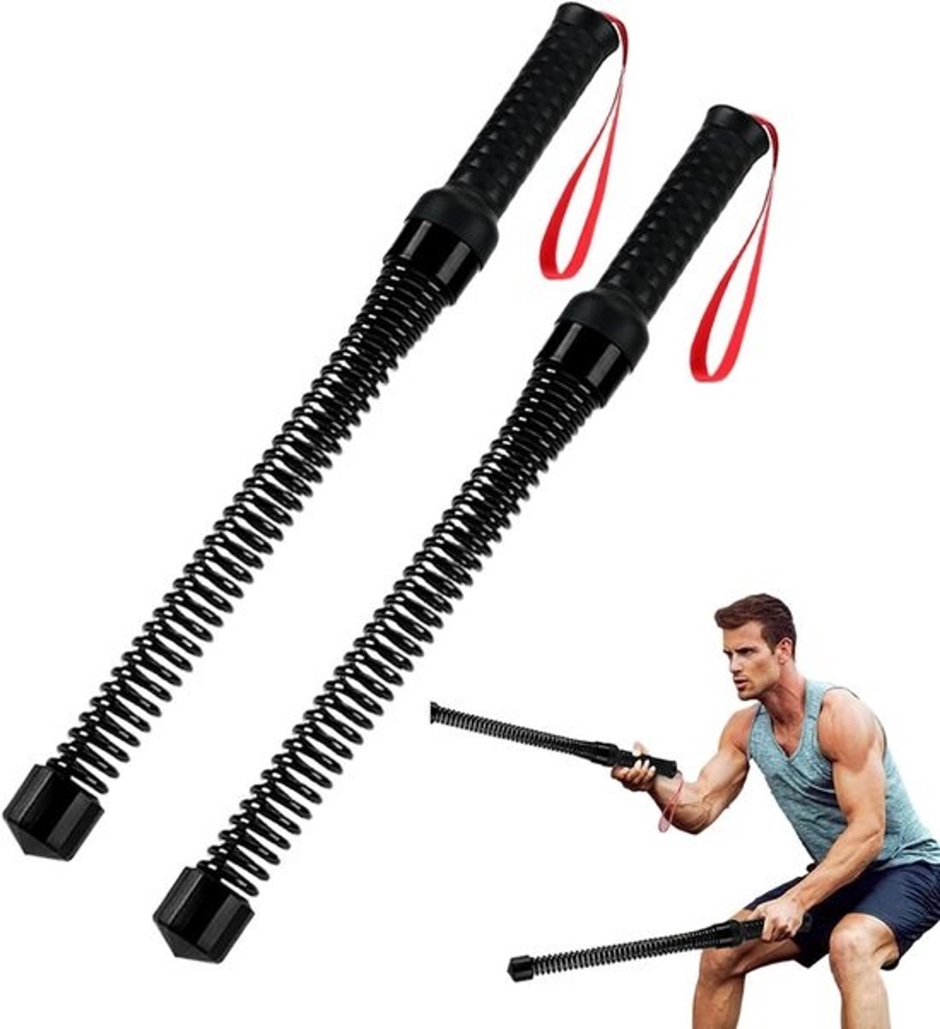 Trainings touwen - Fitness touw - Voor krachttraining thuis - Draadloos ontwerp - 1 meter - Zwart