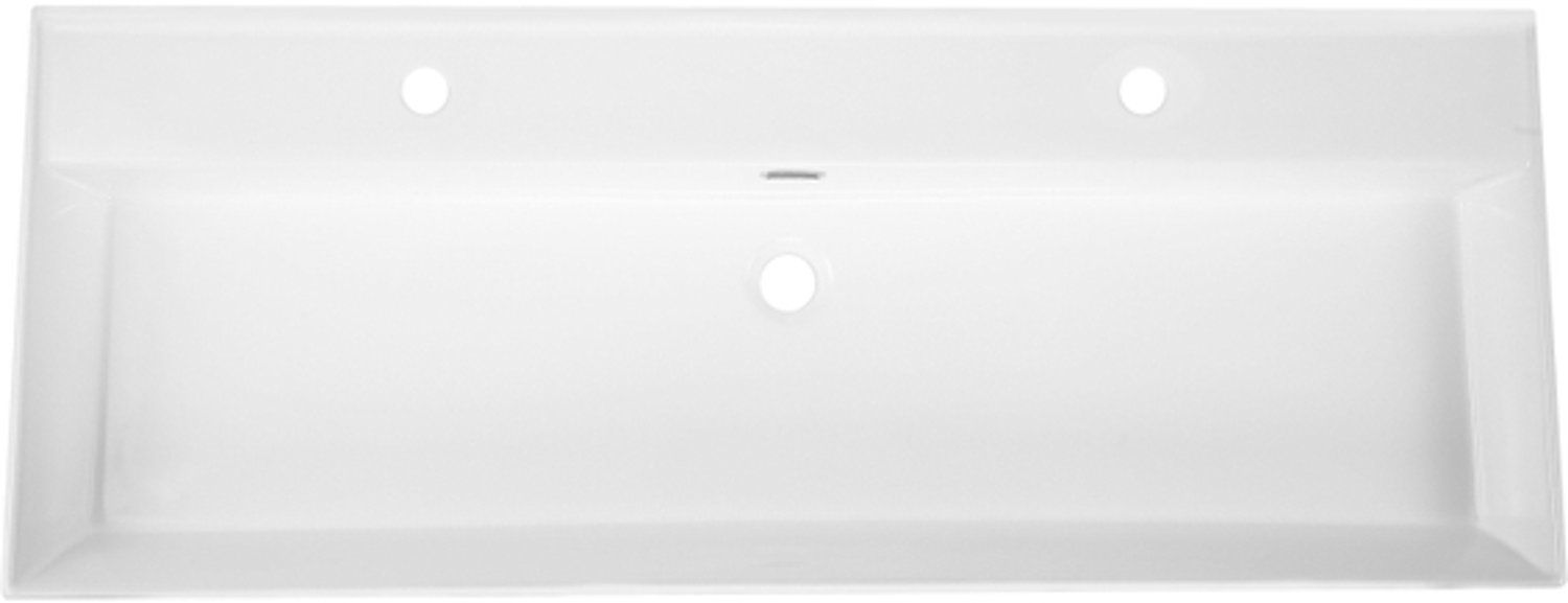 Saniclass Legend Meubelwastafel - 121x47x12cm - met overloop - 1 wasbak - 2 kraangaten - keramiek - glans wit