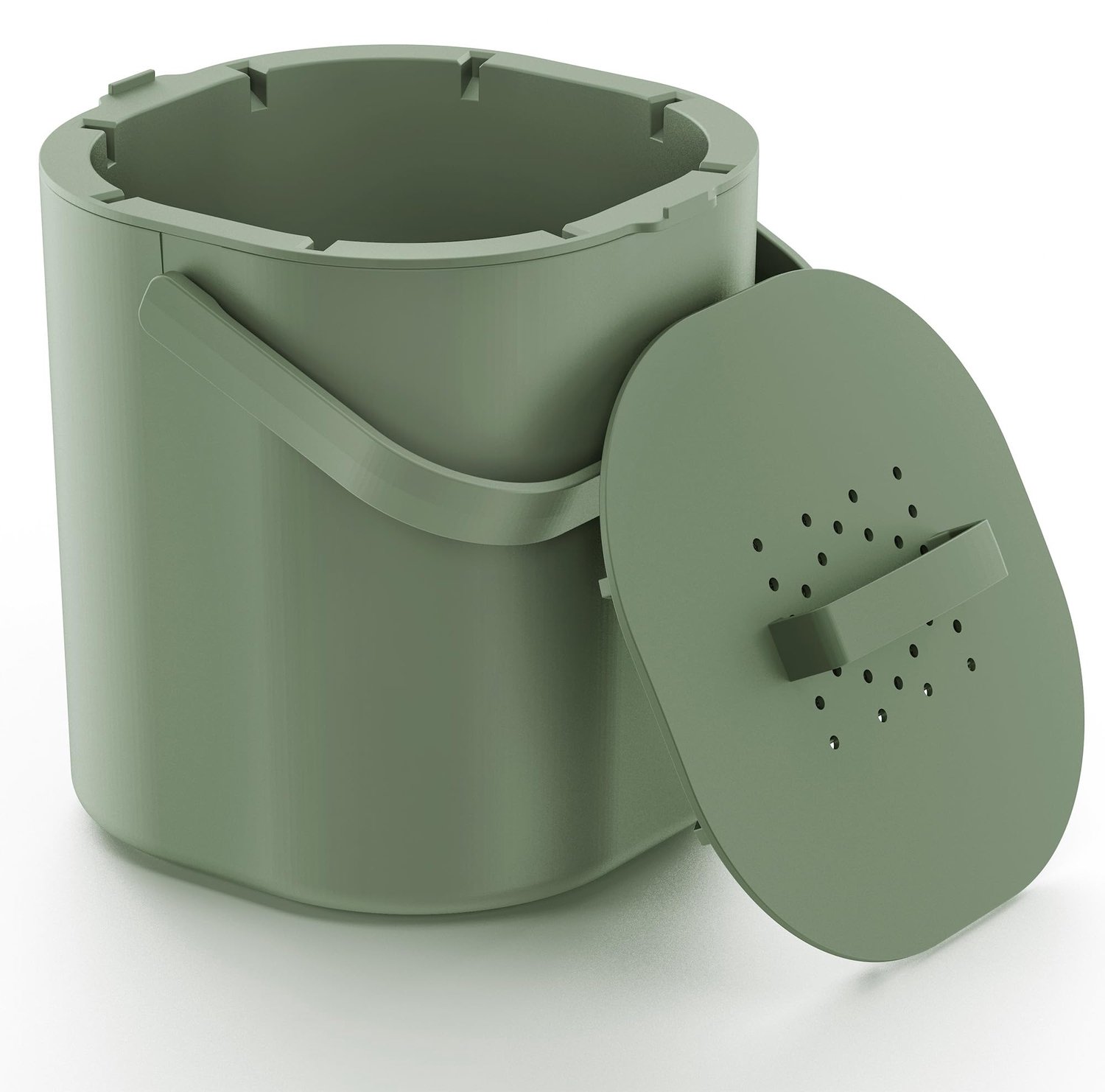 Famanu - GFT Afvalemmer 6L - Ruikt niet en blijft schoon - Vaatwasmachinebestendig en modern design - Zwart 1 stuk