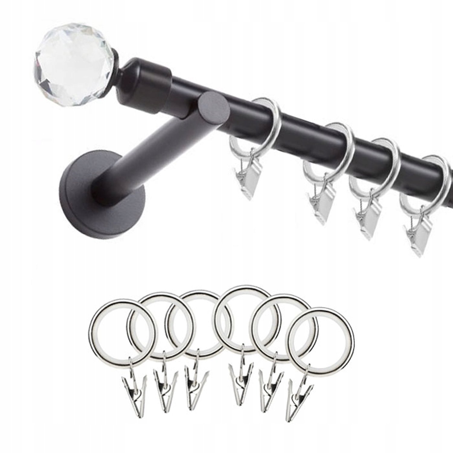 Mat Zwarte Gordijnroede 19mm, 140cm Lengte