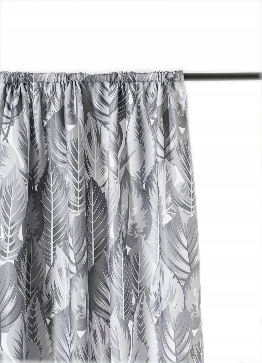 Kant-en-klare gordijn met plooiband, 140x270 cm, matgrijs met bladeren