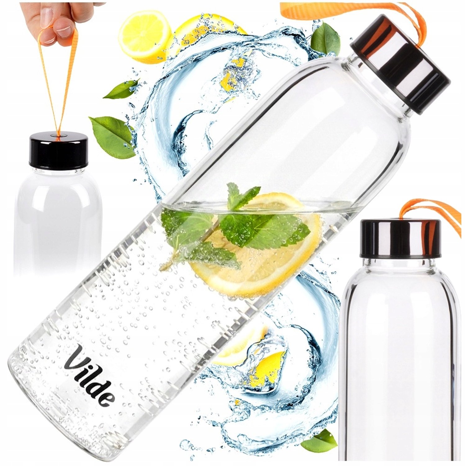 Motiverende Glazen Waterfles 500ml met Bamboe Deksel