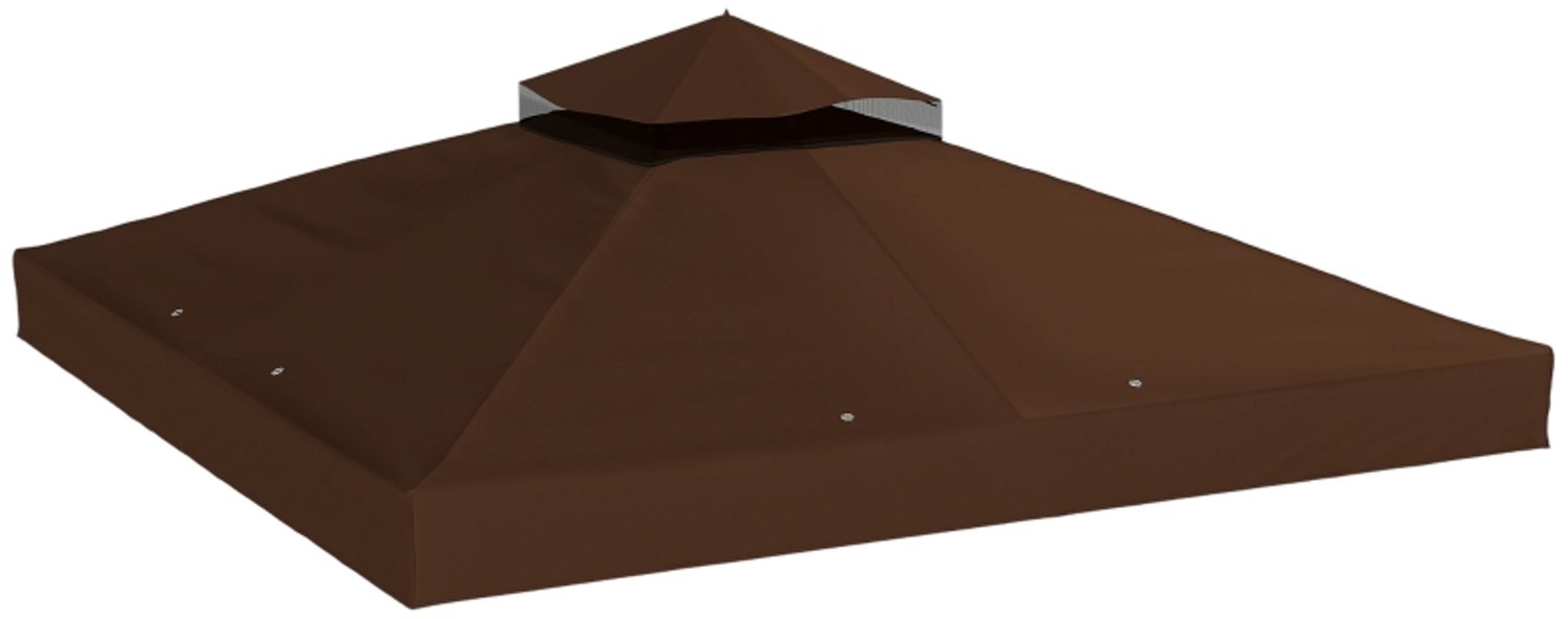 WUVRIE - Vervangend paviljoendak 3 x 3 m - 600D Oxford-stof, UPF30+ en afvoeropeningen - Koffie
