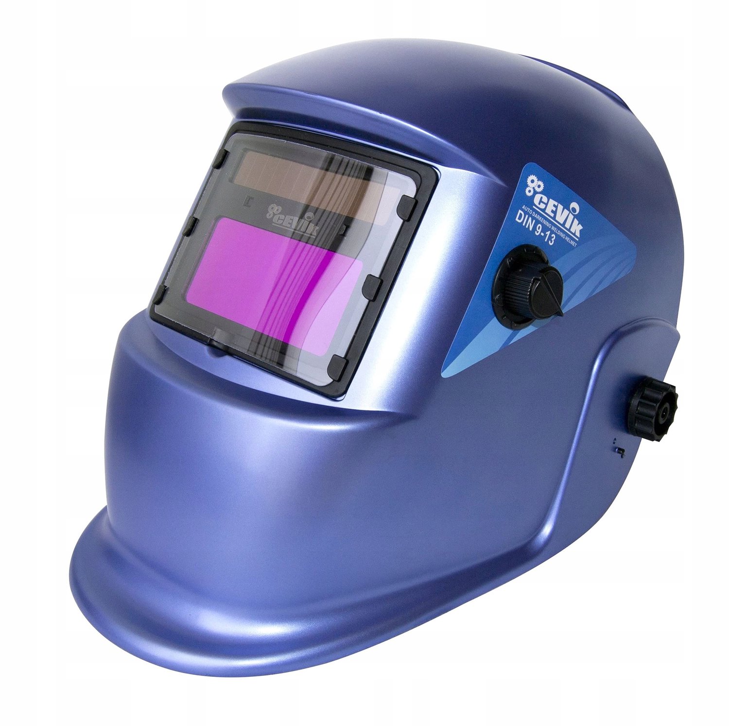 Automatische lashelm DIN 9-13, blauw, voor lassen en slijpen