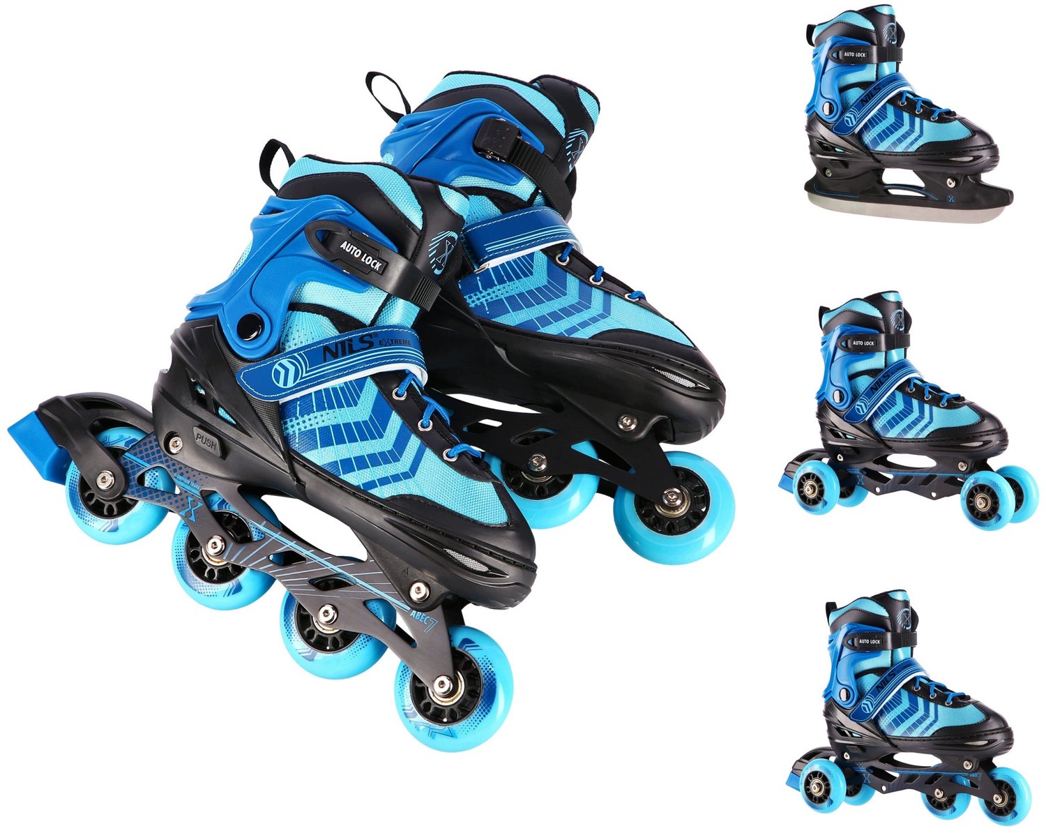 Verstelbare 4-in-1 Schaatsen/Skeelers Blauw