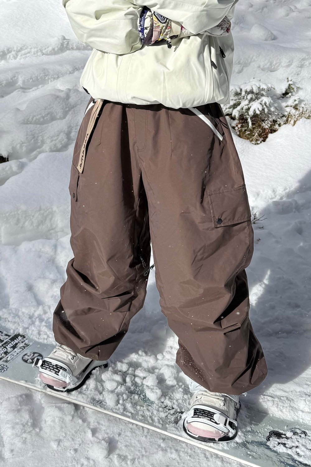 GSOU SNOW Unisex baggy ski- en snowboardbroek 20K waterdicht Koffiebruin