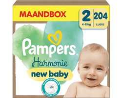 Pampers Harmonie Luiers Maat 2 - 204 Luiers - 4kg-8kg